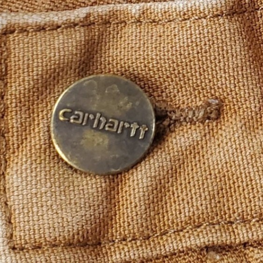 Carhartt Relaxed Fit Carpenter Pants Duck Brown Cotton Canvas 33x32 Mens - Picture 6 of 8